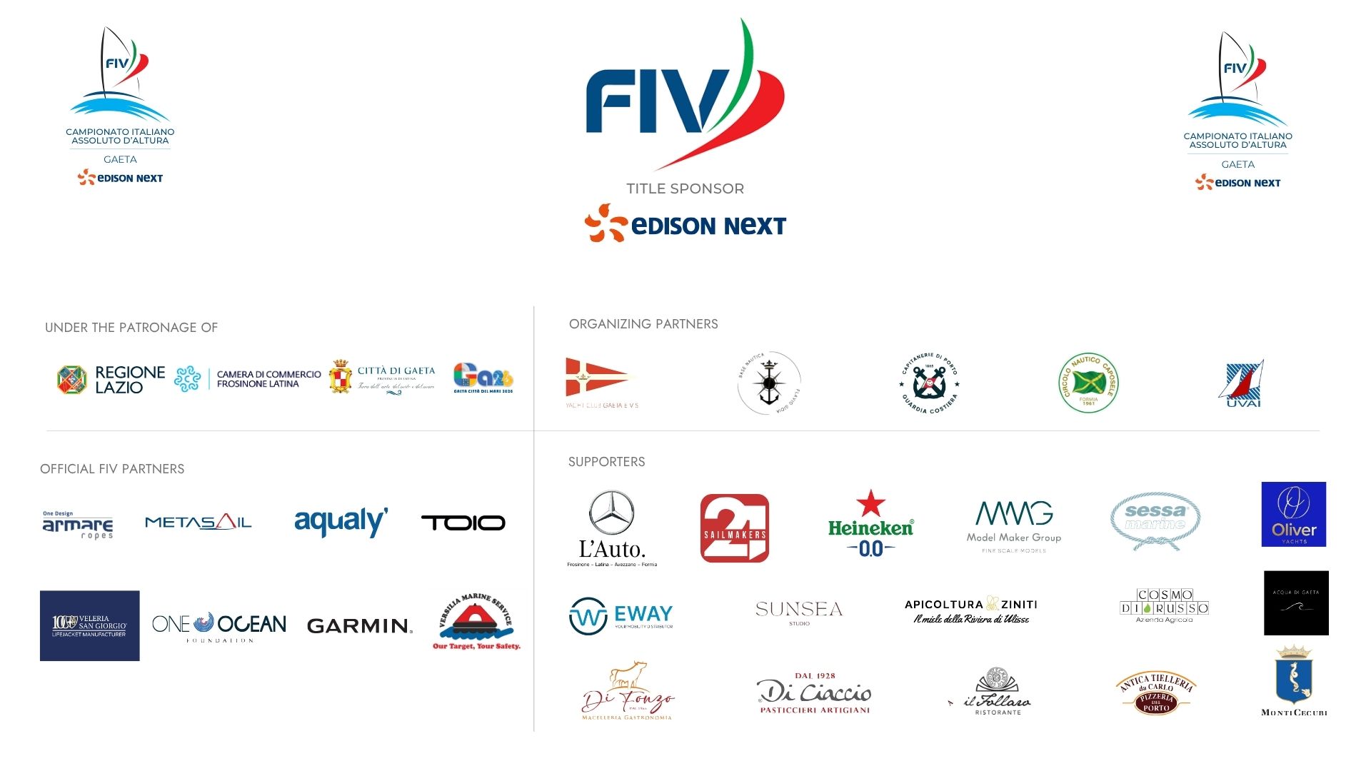 Sponsor e Partner — Campionato Italiano Assoluto d'Altura Edison Next 2026